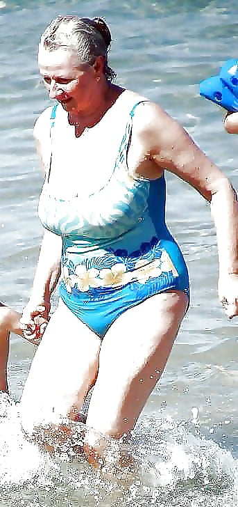 Grandma in a bikini . look